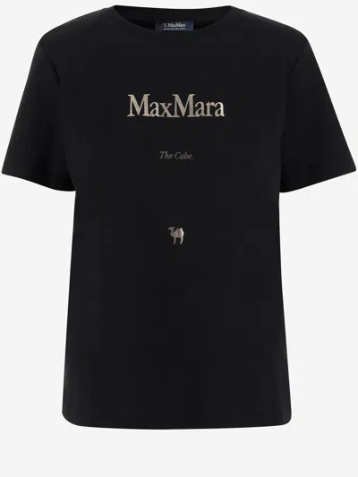 S Max Mara Cotton T-shirt With Logo In Black