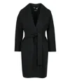 S Max Mara Messi Belted Virgin Wool Coat In Black