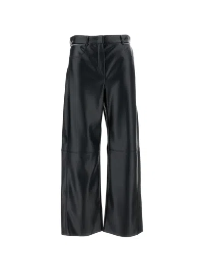 's Max Mara Straight Synthetic Leather Trousers In Black