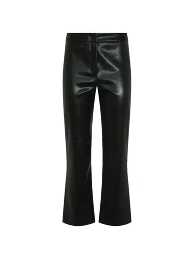 's Max Mara Sublime Flared Mid-rise Trousers In Smooth Calfskin Leather In Black