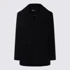 S Max Mara Efebo Double Breast Wool Short Coat In Blue