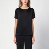 S Max Mara Black T-shirt In Viscose-blend Satin