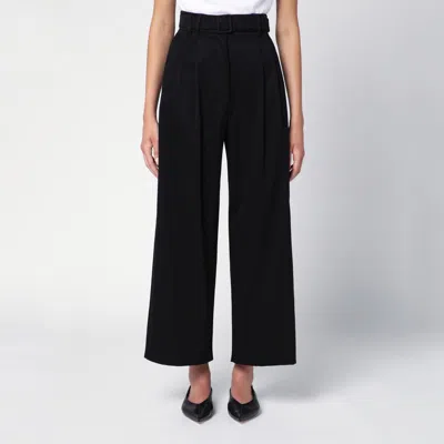's Max Mara Black Wide Trousers With Belt In Blue