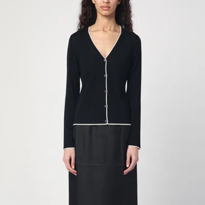 S MAX MARA BLACK WOOL CARDIGAN