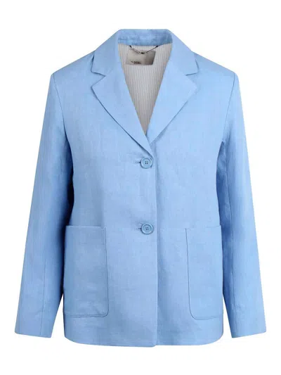 S Max Mara Olivia Single -breasted Jacket In Linen In Blue