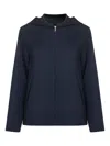 S Max Mara 롤랜드 후드 집업 코트 In Blue