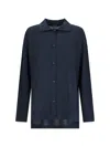 S Max Mara 클래식 칼라 버튼 가디건 In Blue