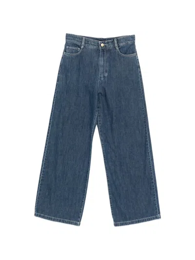 S Max Mara Max Mara S Blue Cotton Linen Wide Leg Jeans
