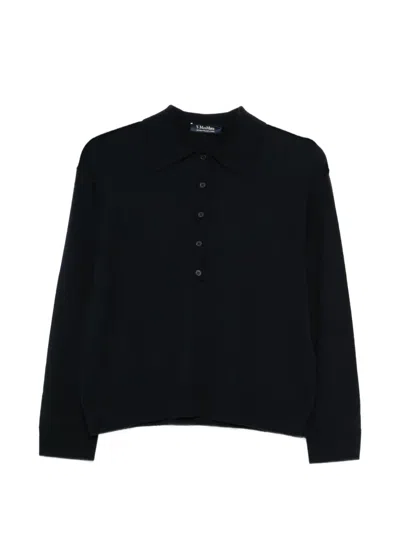 's Max Mara 버튼 업 칼라 폴로 탑 In Blue