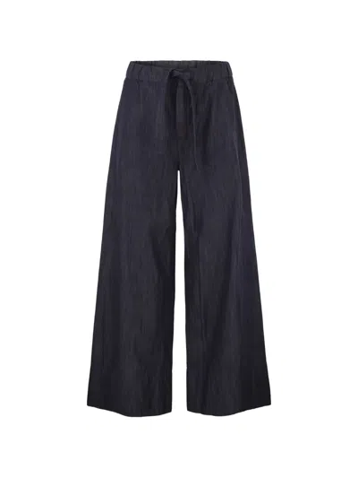 S Max Mara S Maxmara Stmjour - Wide-leg Cotton Denim Trousers With Drawstring Waist In Blue