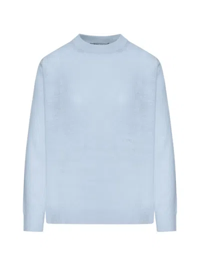 S Max Mara ' Linen Crew Neck Sweater In Blue