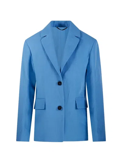 S Max Mara 버튼 노치드 블레이저 In Blue