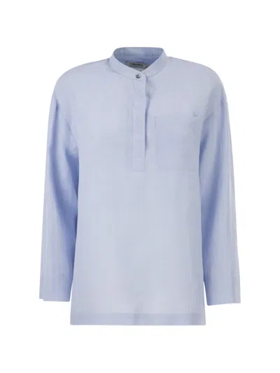 S Max Mara Max Mara Cantico Linen Korean Shirt In Blue