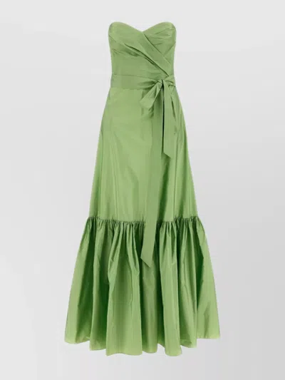 S Max Mara 'bow Tiered Maxi Strapless Dress' In Green