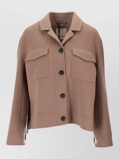 S Max Mara Boxy Collared Jacket Long Sleeves Pockets In Brown