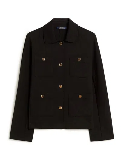 S Max Mara Boxy Scuba Jersey Jacket In Black