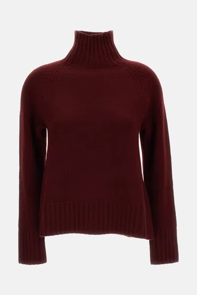 S Max Mara Boxy Sweater Knit In Wool And Cashmere In Burgundy