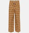 's Max Mara Bray Printed Cotton Poplin Wide-leg Pants In Brown