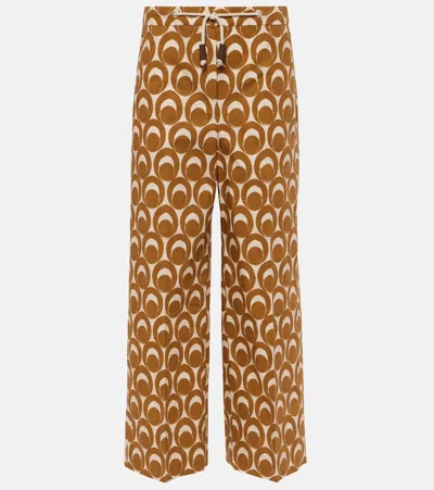 's Max Mara Bray Printed Cotton Poplin Wide-leg Pants In Brown