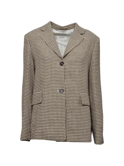 S Max Mara 지타 체크 블레이저 In Brown