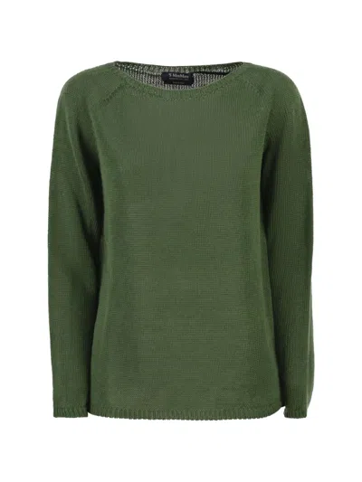 S Max Mara Linen Jumper With Wide Neck In Green