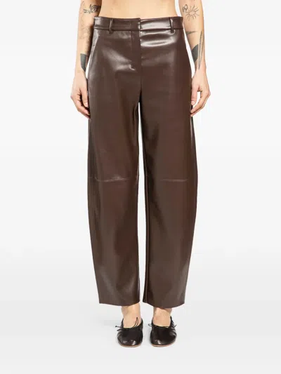 S Max Mara Wide Eco-leather Pants In Brown