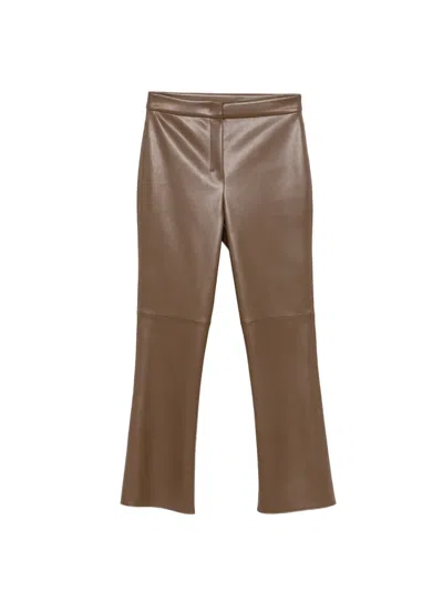 S Max Mara ' Sculpted Wide-leg Synthetic Leather Pants In Brown