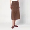 S Max Mara Womens Cipria Flared Suede Midi Skirt Dark Brown In Neutral
