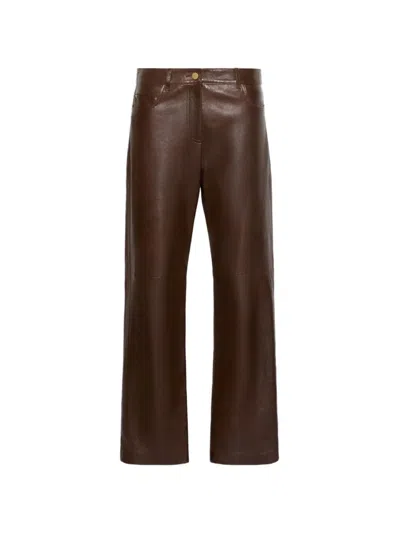 S Max Mara Max Mara S Chocolate Leather Pesca Pant In Brown