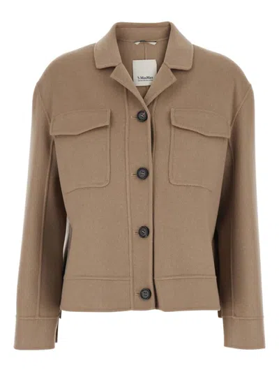 S Max Mara Button Pocket Jacket In Neutral