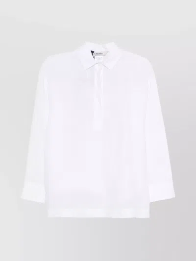 's Max Mara Buttoned Collared Top Side Slits In White
