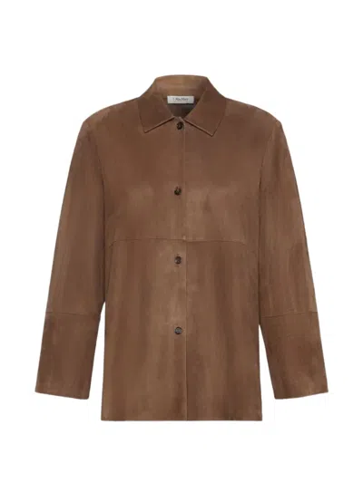 's Max Mara Button-front Suede Jacket In Brown