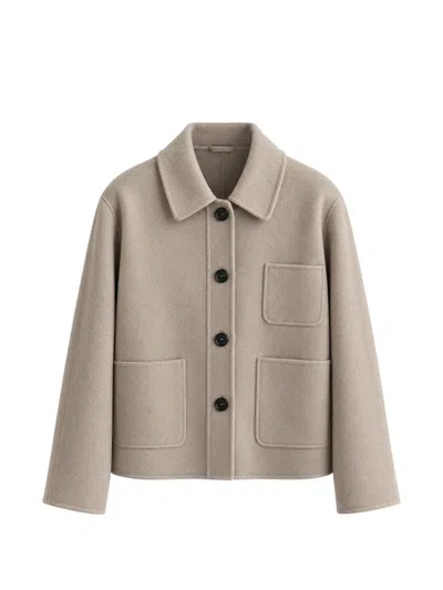 S Max Mara Button-up Patch-pocket Jacket In Silver
