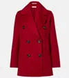 's Max Mara Caban Double-breasted Virgin Wool Peacoat In Red