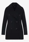 's Max Mara Caban Double-breasted Wool Pea Coat In Black