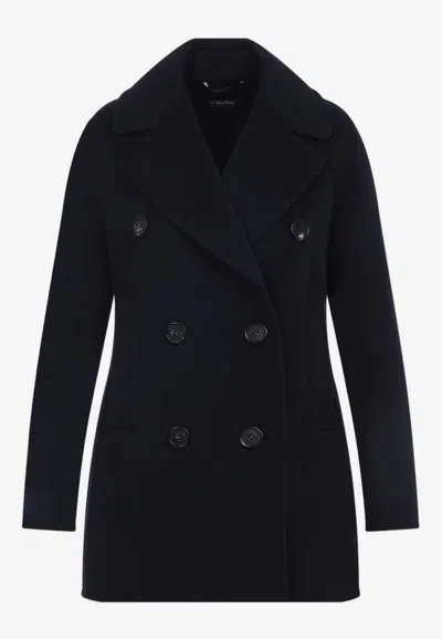's Max Mara Caban Double-breasted Wool Pea Coat In Black