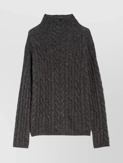 's Max Mara Cable Knit Turtleneck Sweater In Brown