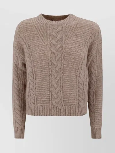 S Max Mara Cable-knit Alpaca-blend Boxy Jumper In Brown