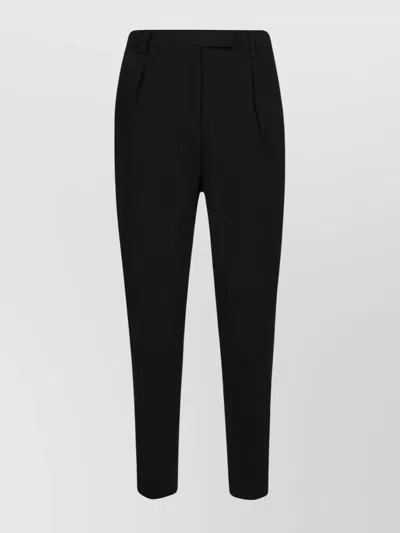S Max Mara Cady Trousers With Pleated Front And Tapered Leg In Black