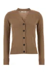 's Max Mara Wool Cardigan With Ribbed Cuffs And Hem In Brown