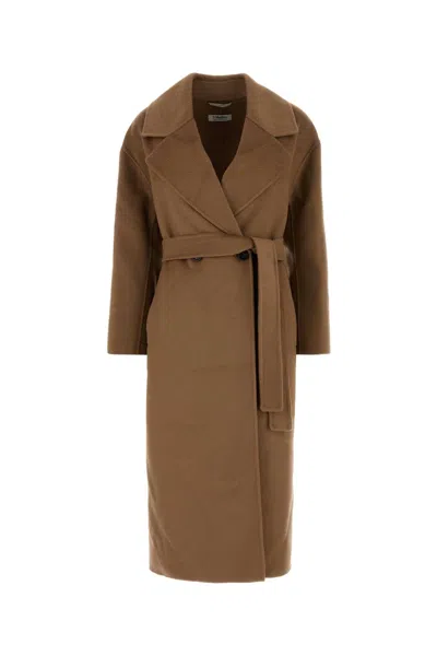 's Max Mara Camel Wool Blend Manuele Coat In Brown