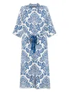 S Max Mara Floral Pattern Silk Shirt Dress In Blue