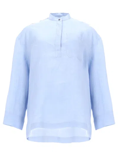 S Max Mara Camicia In Puro Lino In Blue
