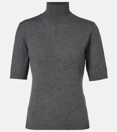 S Max Mara Cantone Wool Turtleneck Top In Gray