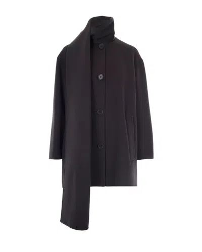 's Max Mara Single-breasted Knee-length Coat In Pure Virgin Wool With Scarf Collar In Gray
