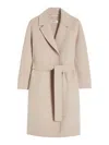 S Max Mara Virgin Wool Belted Single Breasted Coat In Neutral