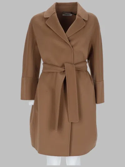 S Max Mara Cappotto Corto In Lana Double In Brown