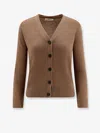 's Max Mara Wool Cardigan With Ribbed Cuffs And Hem In Brown