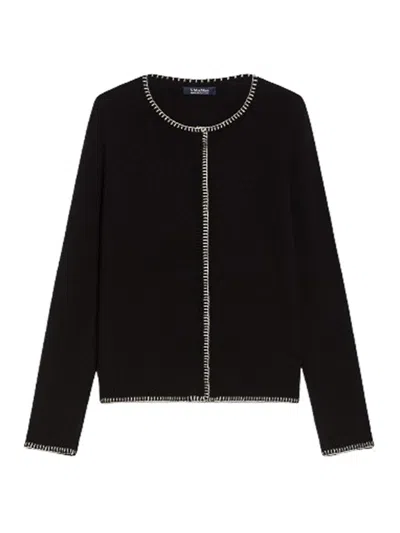 S Max Mara Cardigan In Wool And Cashmere In Black