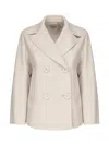 's Max Mara Cardy Wool Double Breasted Short Coat In White